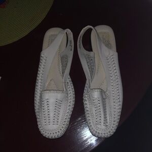 White Woven Slingback Sandals